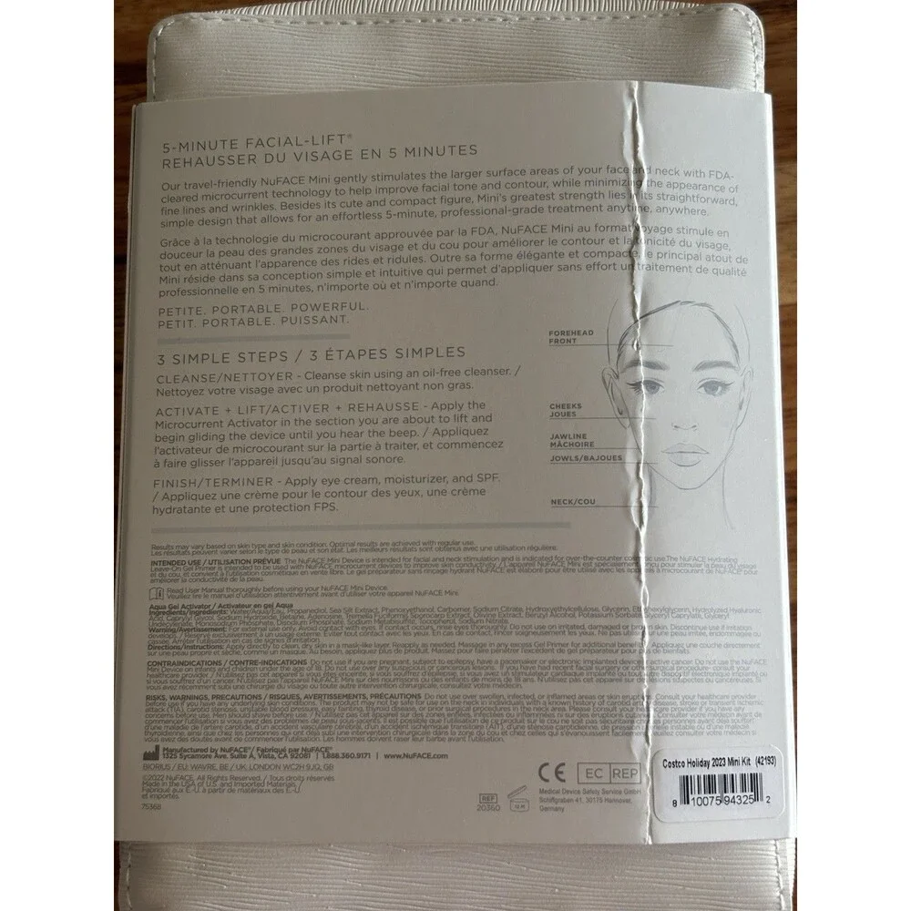 Nuface Mini Facial Toning Device & Ionized Booster, Facial Towelette, Case